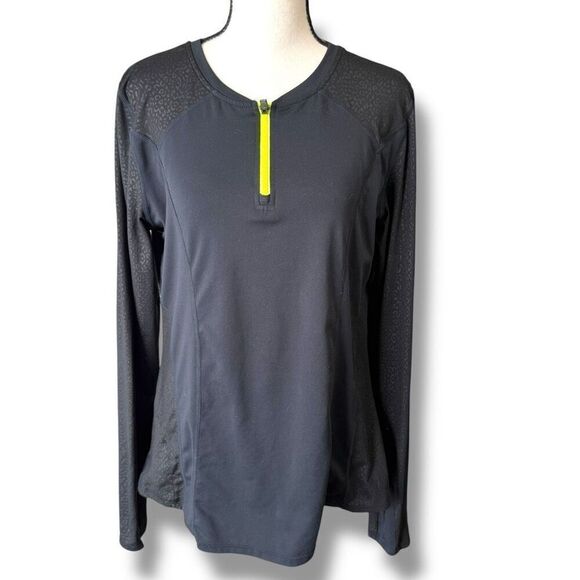Fabletics Long Sleeve Quarter Zip Training Activewear Top Charcoal Gray Large - Picture 1 of 8